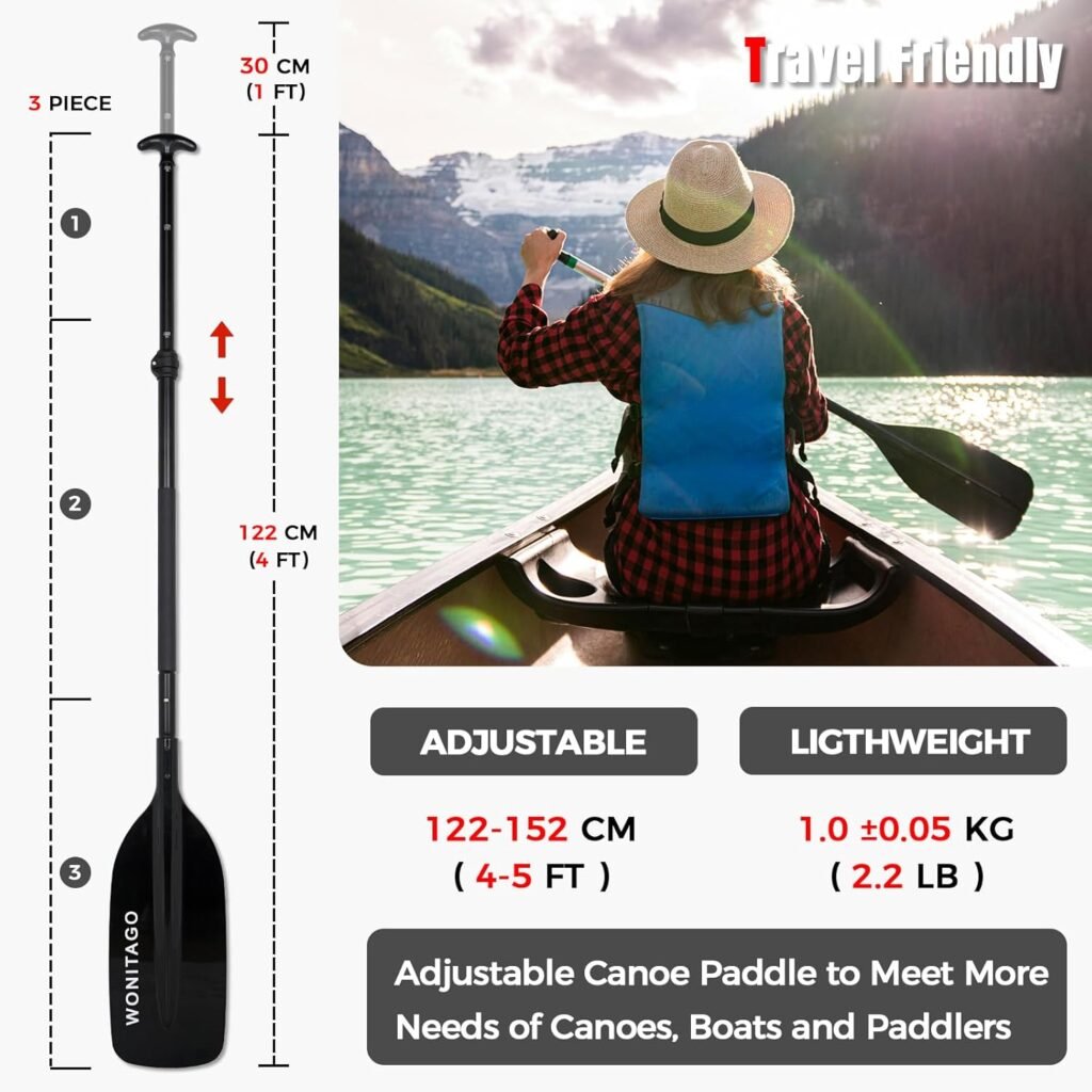 WONITAGO aluminum canoe paddle with plastic blade