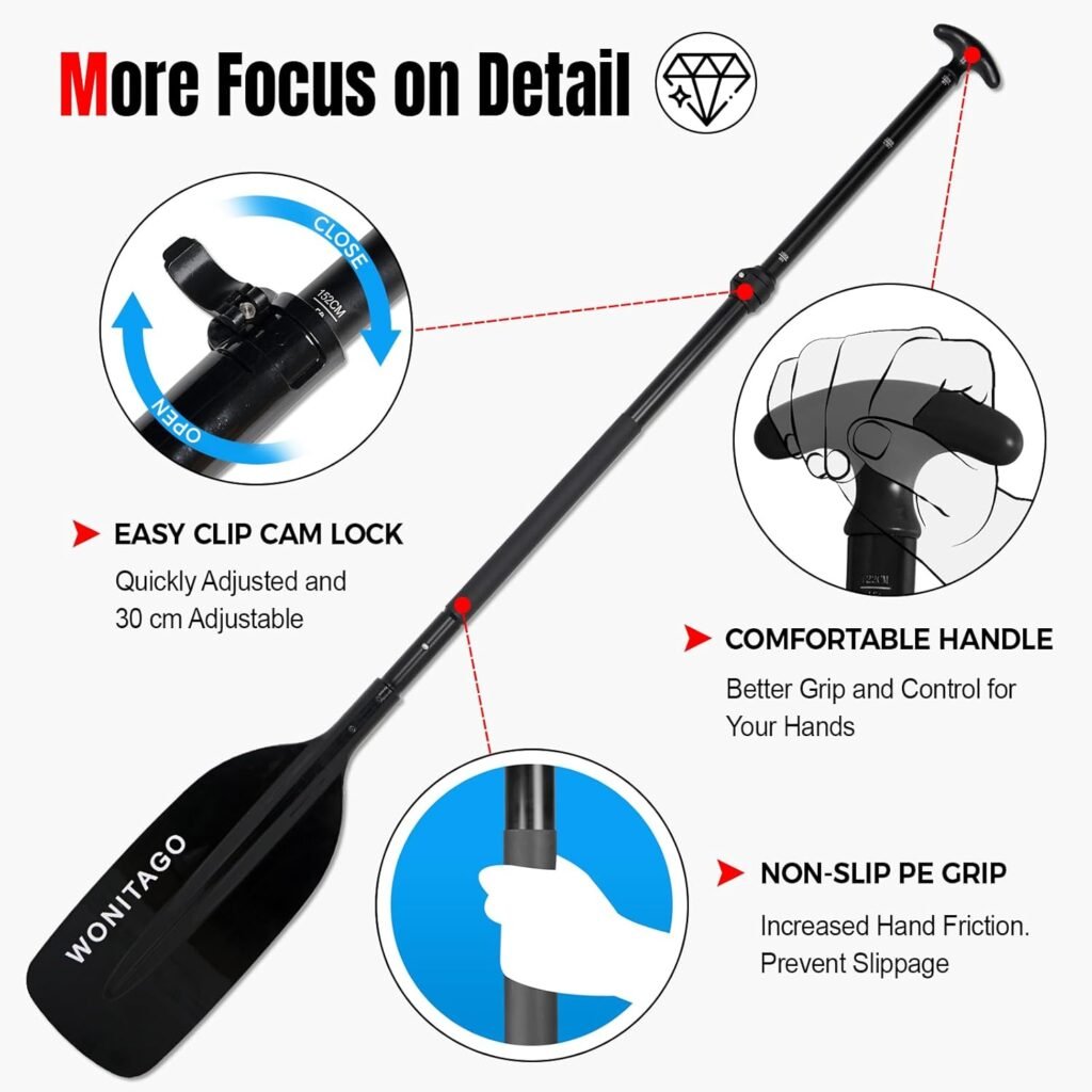 WONITAGO floating canoe oar with aluminum shaft