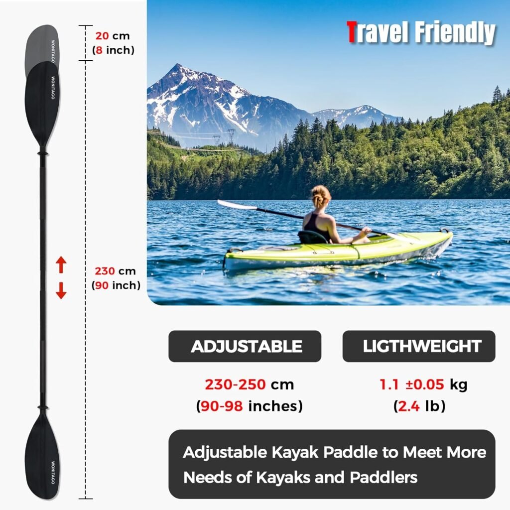 WONITAGO alloy shaft kayak paddle with PP blade