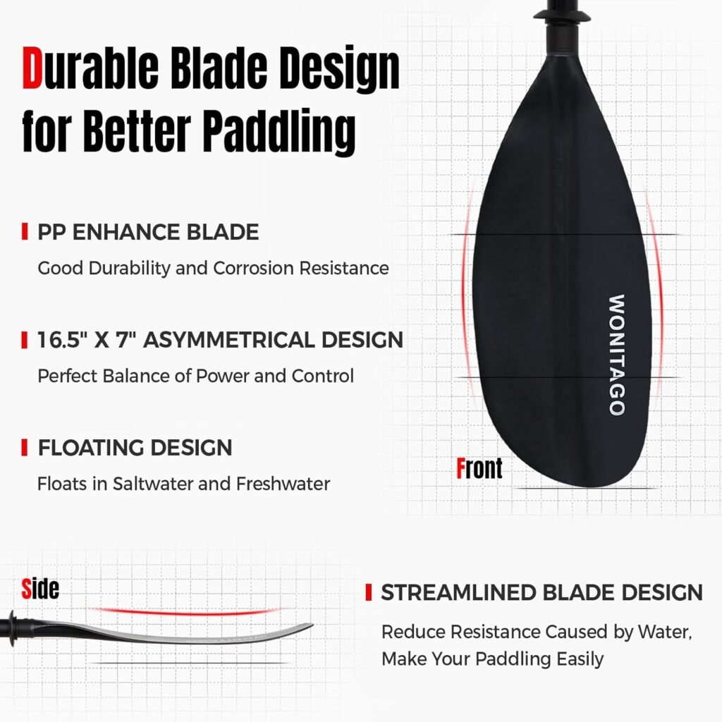 WONITAGO floating adjustable kayak paddle for recreational paddling