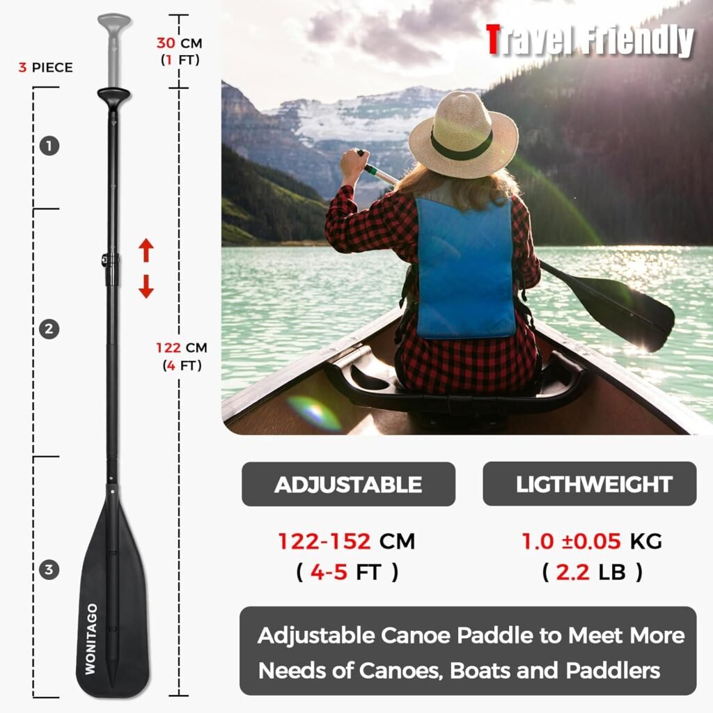 WONITAGO aluminum canoe paddle with PP blade