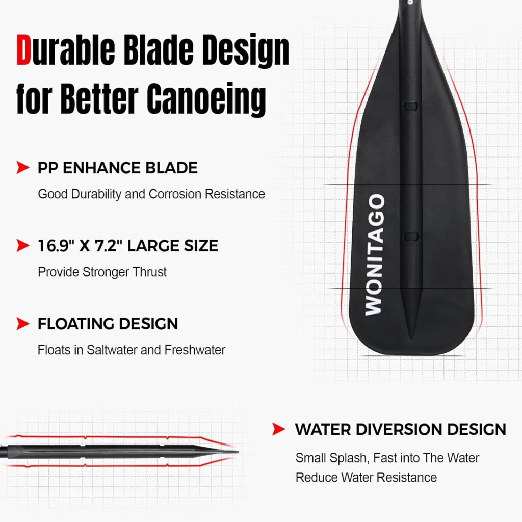 WONITAGO three-piece canoe paddle for canoeing and rafting