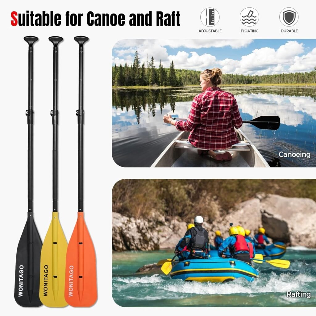 WONITAGO 4 to 5 ft canoe paddle with aluminum shaft
