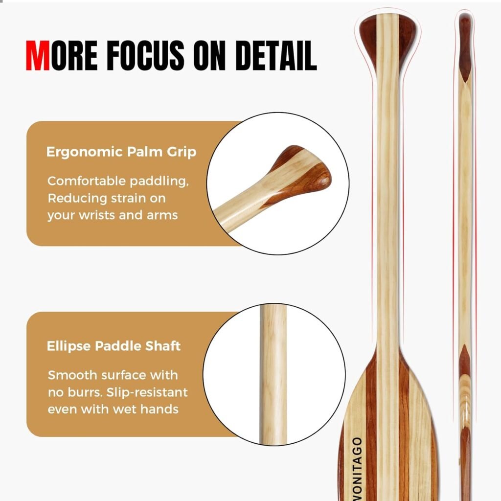 WONITAGO floating wood canoe paddle for calm water
