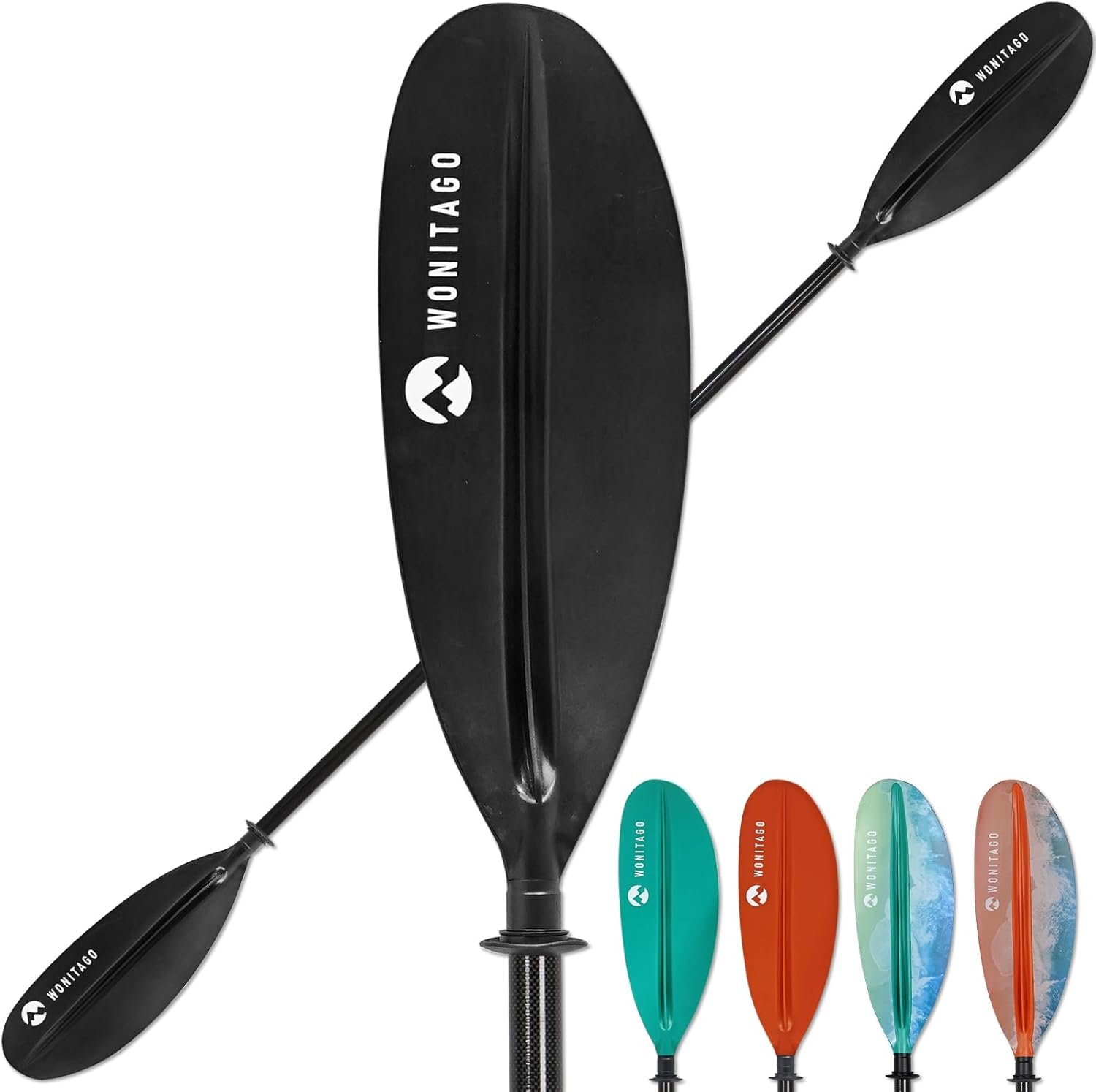 WONITAGO Kayak Paddle: Carbon Fiber with Reinforced PP, Fiberglass Blade