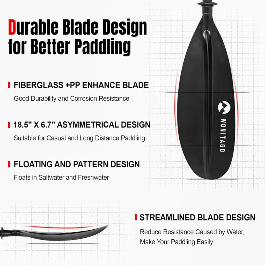 WONITAGO Premium Carbon Fiber Kayak Paddle