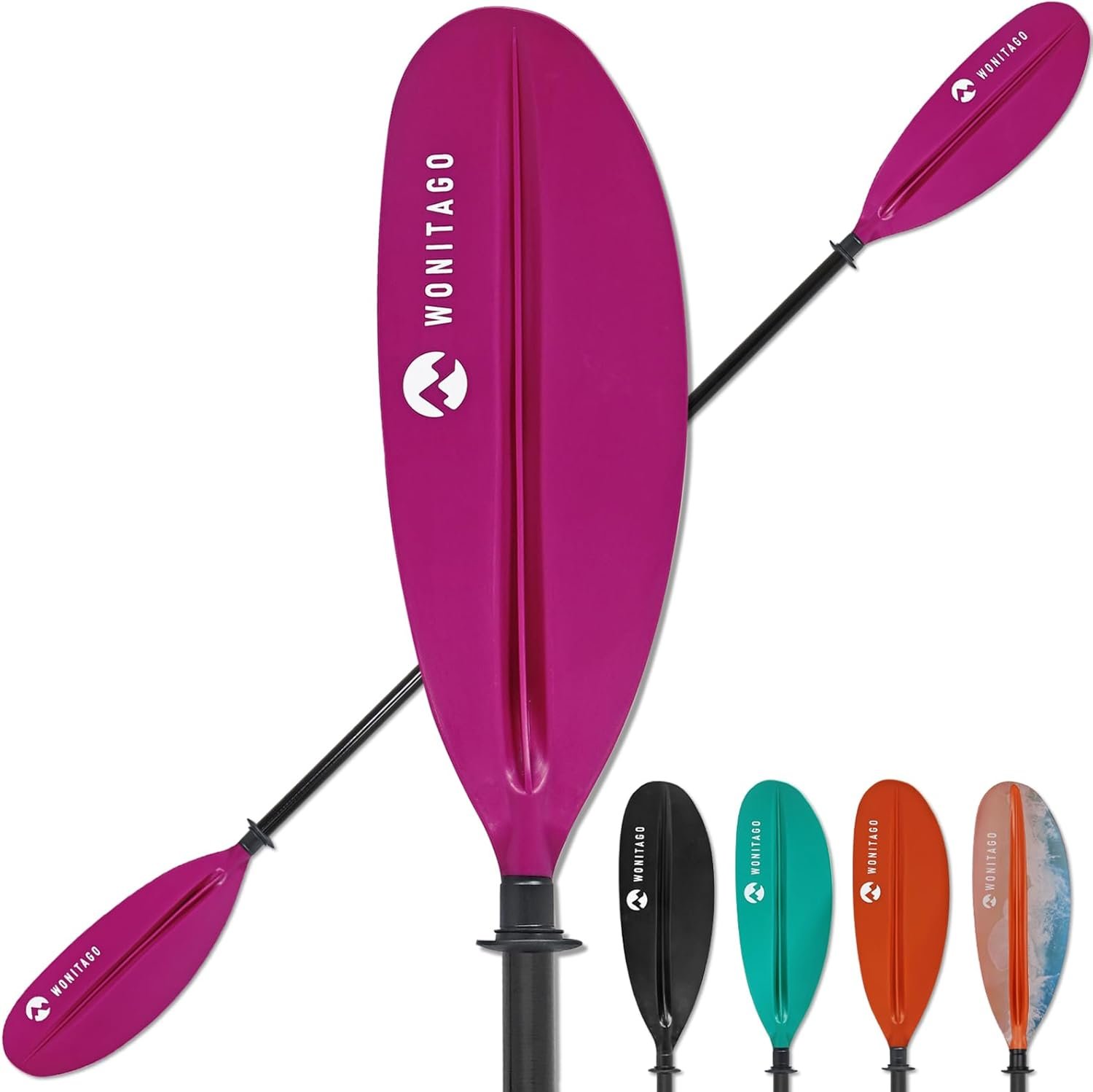 WONITAGO Kayak Paddle with Fiberglass Shaft and Reinforced PP Blade