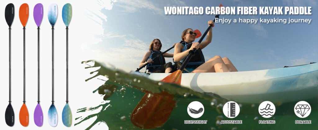 WONITAGO carbon fiber shaft kayak paddle with nylon blade