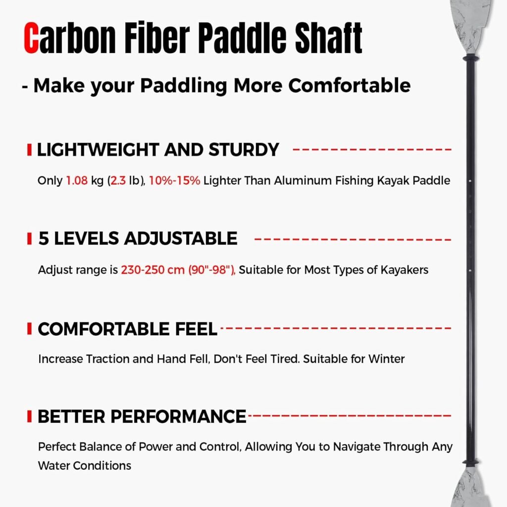 WONITAGO Carbon Angler Kayak Paddle