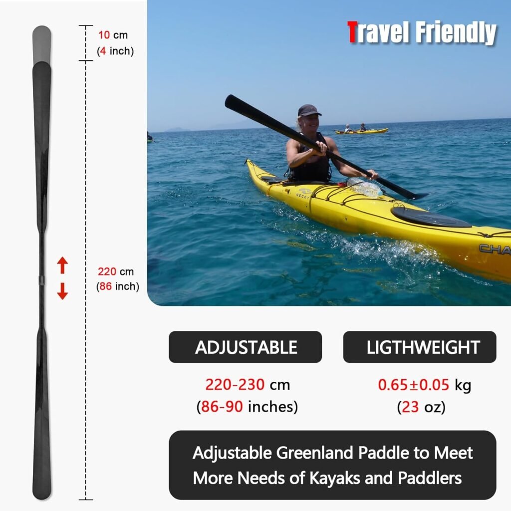 WONITAGO Full Carbon Fiber Greenland Paddle 23oz
