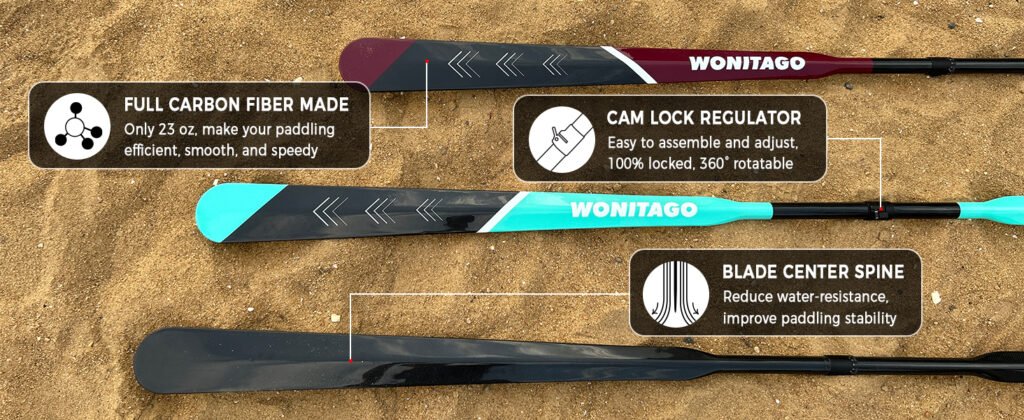 WONITAGO Full Carbon Fiber Greenland Kayak Paddles