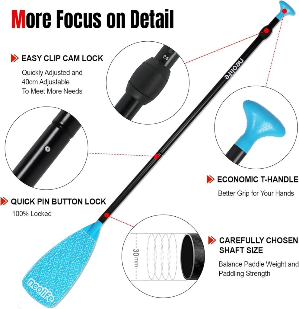 WONITAGO SUP Paddle with Aluminum Shaft and Nylon Blade