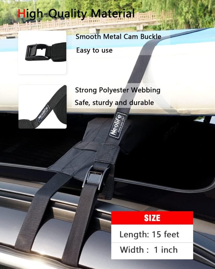 WONITAGO 15 ft rack strap tie down straps for surfboards